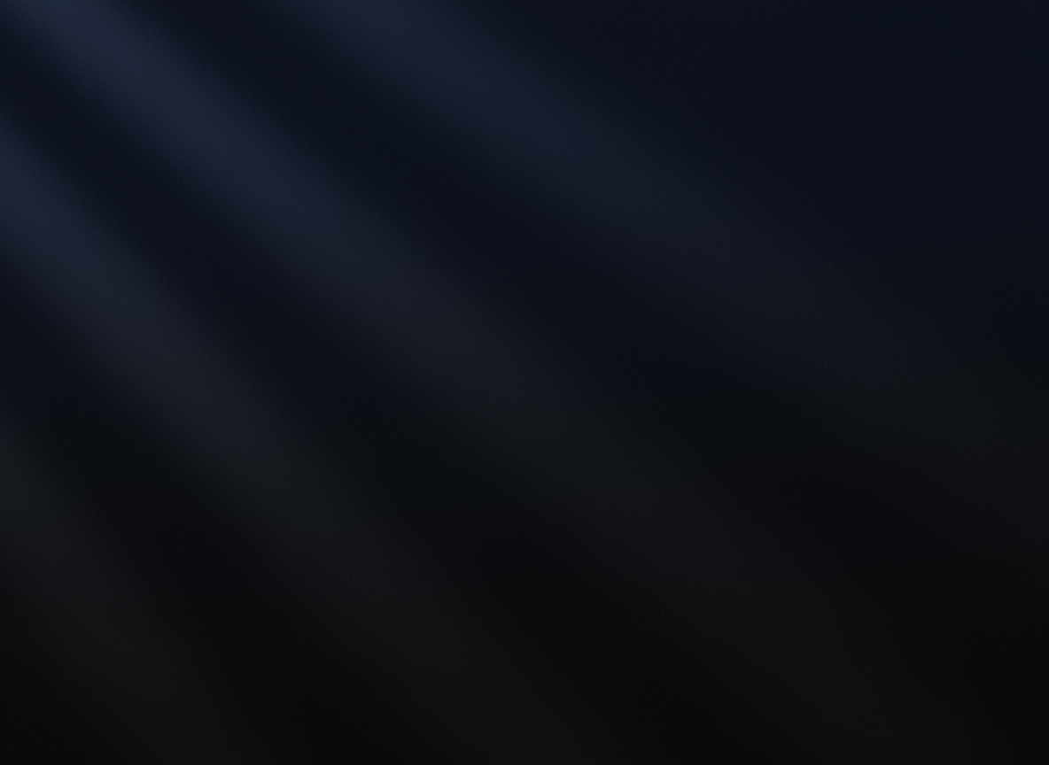 A dark, premium abstract background for a professional chiropractic and musculoskeletal health website hero section. Deep navy to dark charcoal gradient with subtle grain texture and soft light rays. Clean, minimal, authoritative. No people, no text, no medical equipment, no identifiable objects. Pure rich dark background designed to provide strong contrast for white text overlay. Cinematic, clinical, serious.